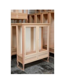 VETRINA CLASSICA IN LEGNO 2 PORTE 2 CASSETTI FINITURA BASSANO L.108 P.40 H.130