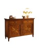 MOBILI 2G - MADIA CREDENZA IN LEGNO MASSELLO 2 PORTE 2 CASSETTI CON INTARSIO L.160 P.55 H.112 vista frontale