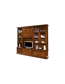 MOBILI 2G - PARETE ATTREZZATA IN LEGNO TINTA NOCE L.255X49X228 vista laterale