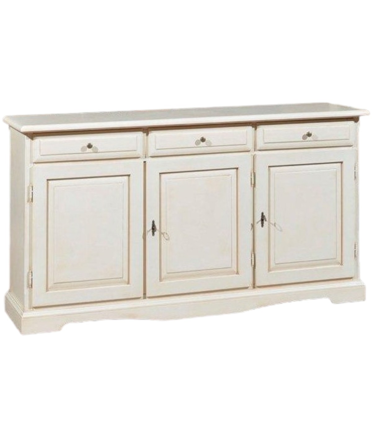 MADIA CREDENZA IN LEGNO 3 ANTE AVORIO PATINATO 156 P.42 H.85