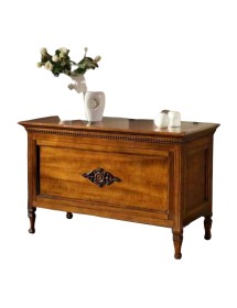 MOBILI 2G - CASSAPANCA IN LEGNO MASSELLO CON ROSONE 121x56x80 vista frontale