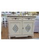 MOBILI 2G - MADIA CREDENZA CLASSICA LEGNO AVORIO PENNELLATO DECORI 105X42X94 vista frontale decori