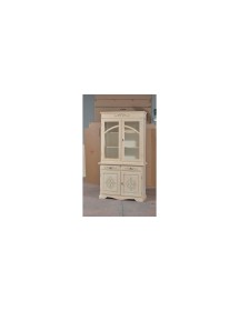 MOBILI 2G - CRISTALLIERA CLASSICA 2 PORTE LEGNO AVORIO PENNELLATO E DECORI 105X42X205 vista frontale