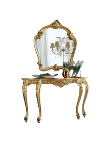 MOBILI 2G - CONSOLLE BAROCCA CON SPECCHIO IN FOGLIA ORO