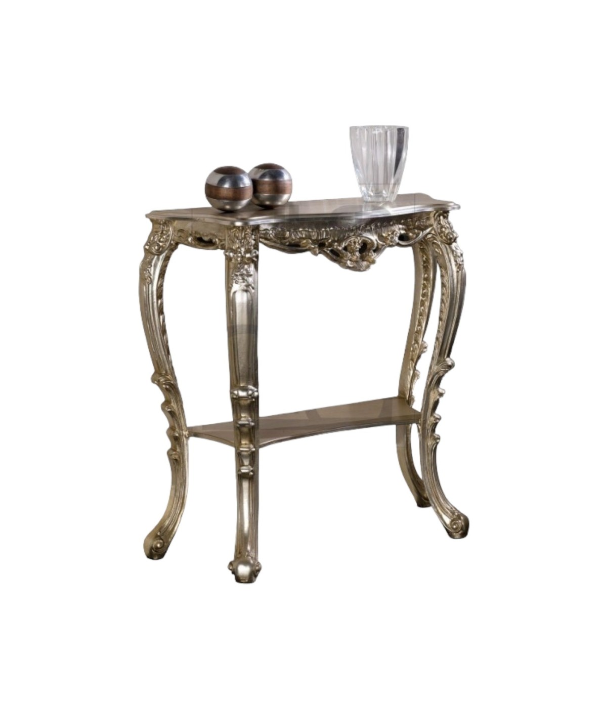 MOBILI 2G - CONSOLLE BAROCCA IN FOGLIA ARGENTO MISURA  L.86 x H. 83 x  P.29