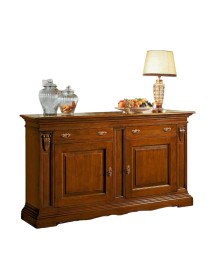 MOBILI 2G - MADIA CREDENZA 2 ANTE IN LEGNO TINTA NOCE 213x54x124