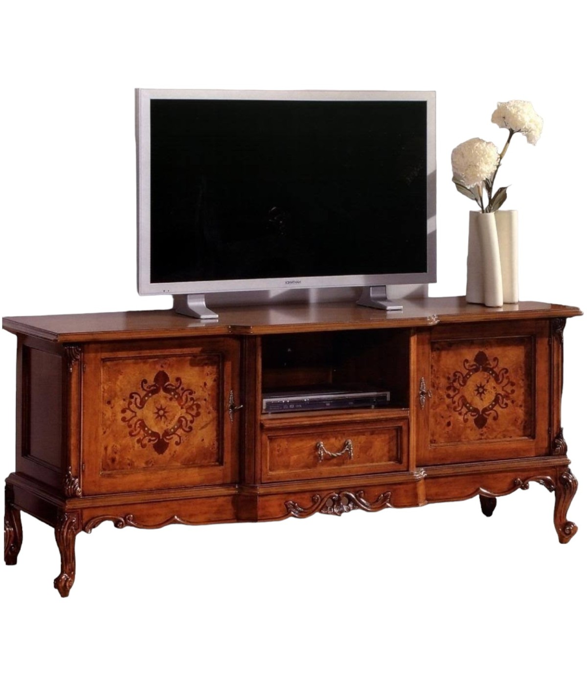 MOBILI 2G - PORTA TV IN LEGNO DI RADICA 1 PORTA IMPERO L.180 P.61 H.76 vista frontale