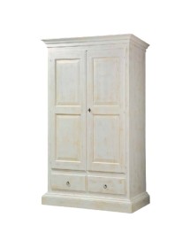 ARMADIO 2 PORTE LEGNO SHABBY BIANCO ANTICATO 125X61X200