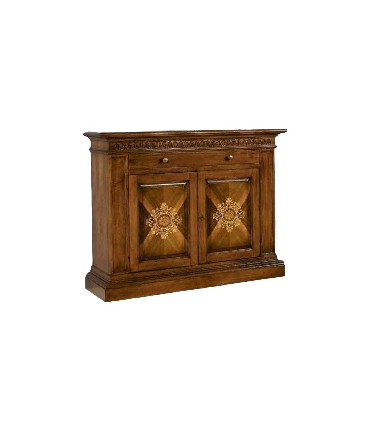 MOBILI 2G - MADIA CREDENZA IN LEGNO 2 PORTE BASSANO INTARSIATA L.151 P.54 H.122