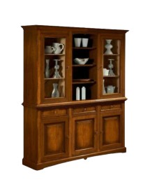 MOBILI 2G - CRISTALLERIA IN LEGNO 3 ANTE TINTA NOCE L.170 P.46 H.215