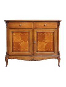 MOBILI 2G - CREDENZA CLASSICA IN LEGNO 2 PORTE 2 CASSETTI FINITURA BASSANO L.111 P.44 H.91