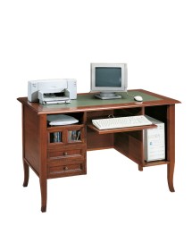 MOBILI 2G - SCRIVANIA 4 CASSETTI IN LEGNO ARTE POVERA TINTA NOCE 130x74x81 VISTA FRONTALE