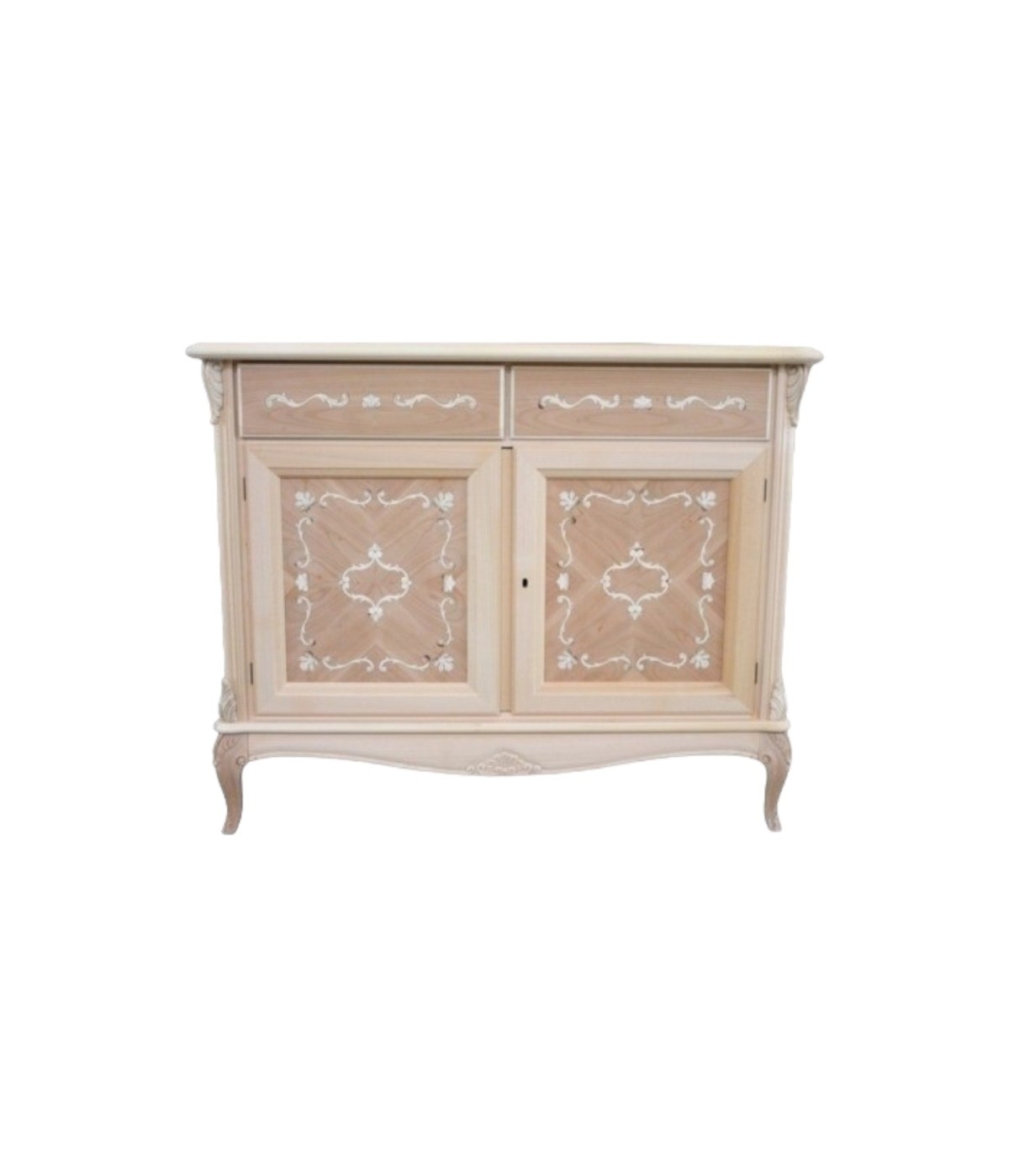 MOBILI 2G - CREDENZA CLASSICA 2 PORTE 2 CASSETTI LEGNO GREZZO  L.111 P.44 H.91