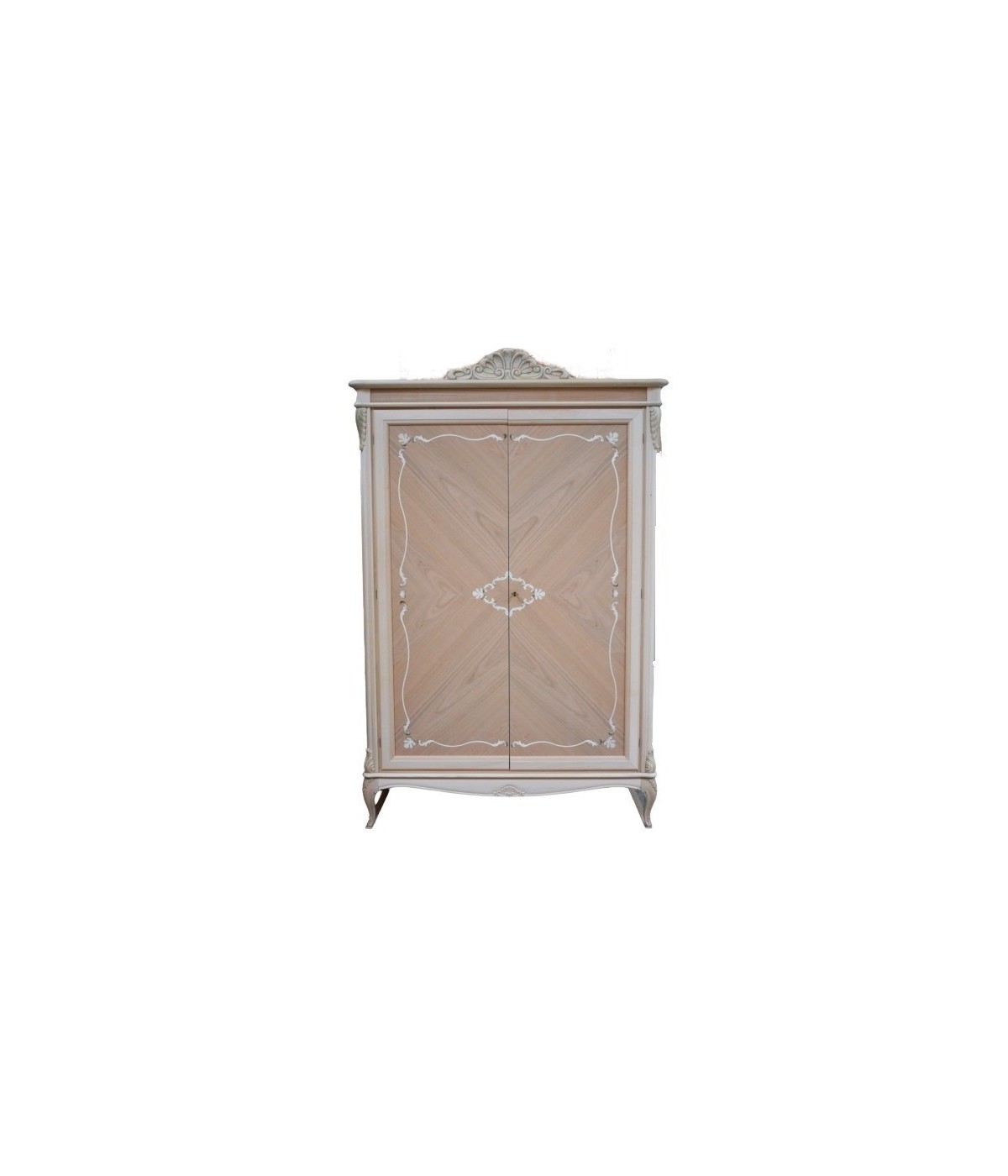 MOBILI 2G - ARMADIO 2 PORTE CLASSICO IN LEGNO GREZZO L.132 P.59 H.202