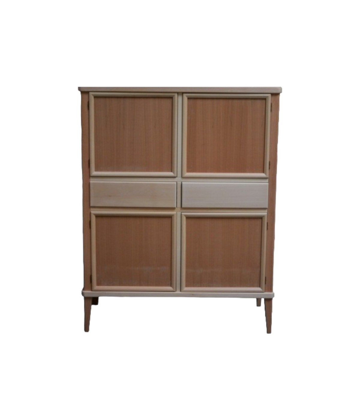 MOBILI 2G - MADIA DISPENSA CLASSICA IN LEGNO 4 PORTE 2 CASSETTI LEGNO GREZZO L.100 P.43 H.130