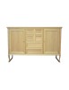 MOBILI 2G - MADIA CREDENZA IN LEGNO 2 PORTE 6 CASSETTI LEGNO GREZZO L.140 P.43 H.90