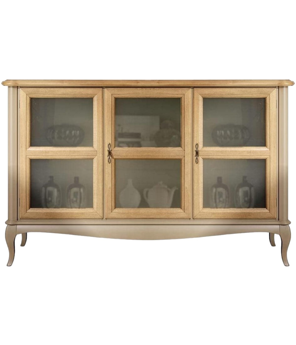 MOBILI 2G - MADIA CREDENZA PROVENZALE IN LEGNO 3 PORTE L.141 P.47 H.90
