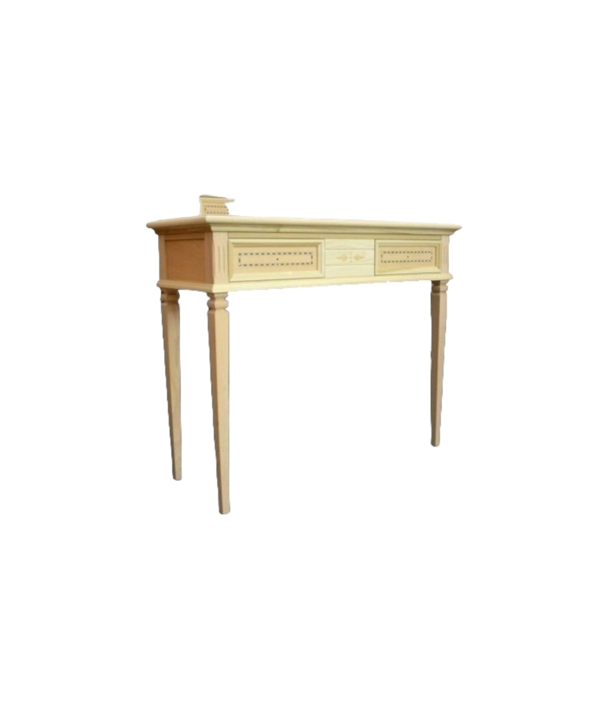 MOBILI 2G - CONSOLLE CLASSICA 2 CASSETTI INTARSIATA LEGNO GREZZO 100X37X80