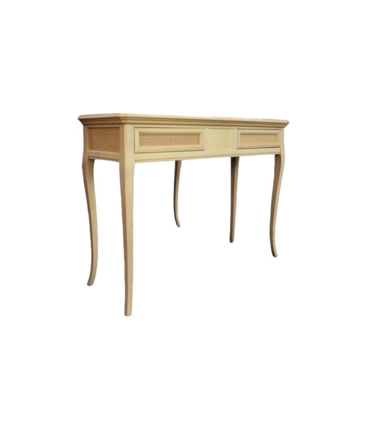 MOBILI 2G - CONSOLLE CLASSICA 2 CASSETTI INTARSIATA LEGNO GREZZO L.110 P.38 H.80