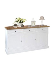 MOBILI 2G - MADIA CREDENZA IN LEGNO 3 PORTE SHABBY CHIC BICOLORE 156x42x85