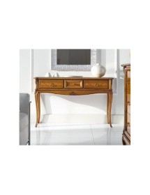 MOBILI 2G - CONSOLLE CLASSICA IN LEGNO 3 CASSETTI INTARSIATA FINITURA BASSANO L.131 P.39 H.81
