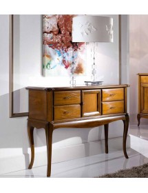 MOBILI 2G - CONSOLLE CLASSICA IN LEGNO 4 CASSETTI 1 PORTA FINITURA BASSANO L.111 P.39 H.81