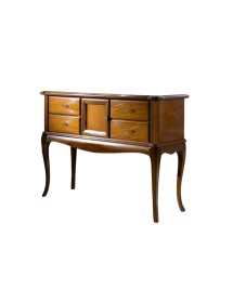 CONSOLLE CLASSICA 4 CASSETTI 1 PORTA LEGNO GREZZO L.111 P.39 H.81