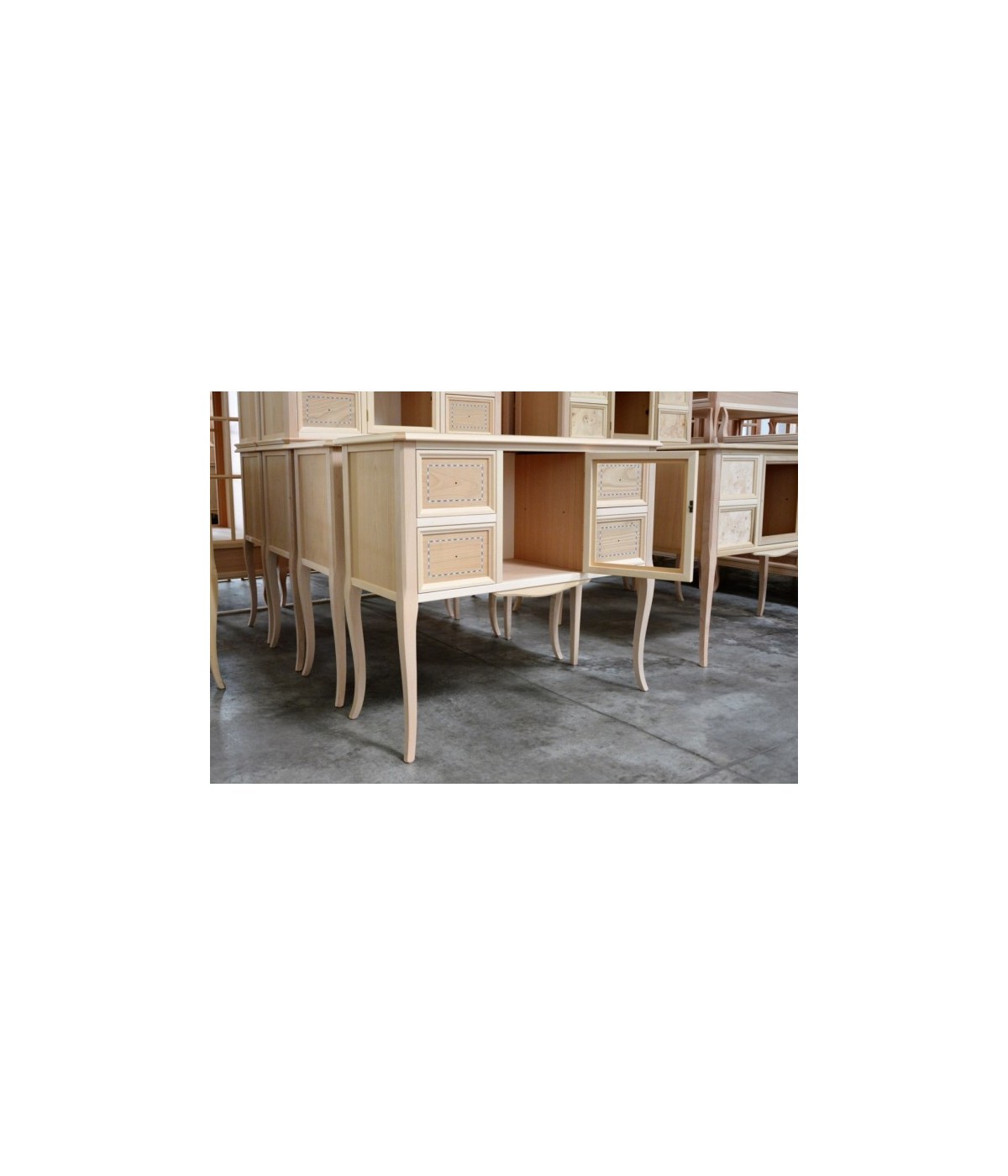 MOBILI 2G - CONSOLLE CLASSICA 4 CASSETTI 1 PORTA LEGNO GREZZO L.98 P.40 H.85