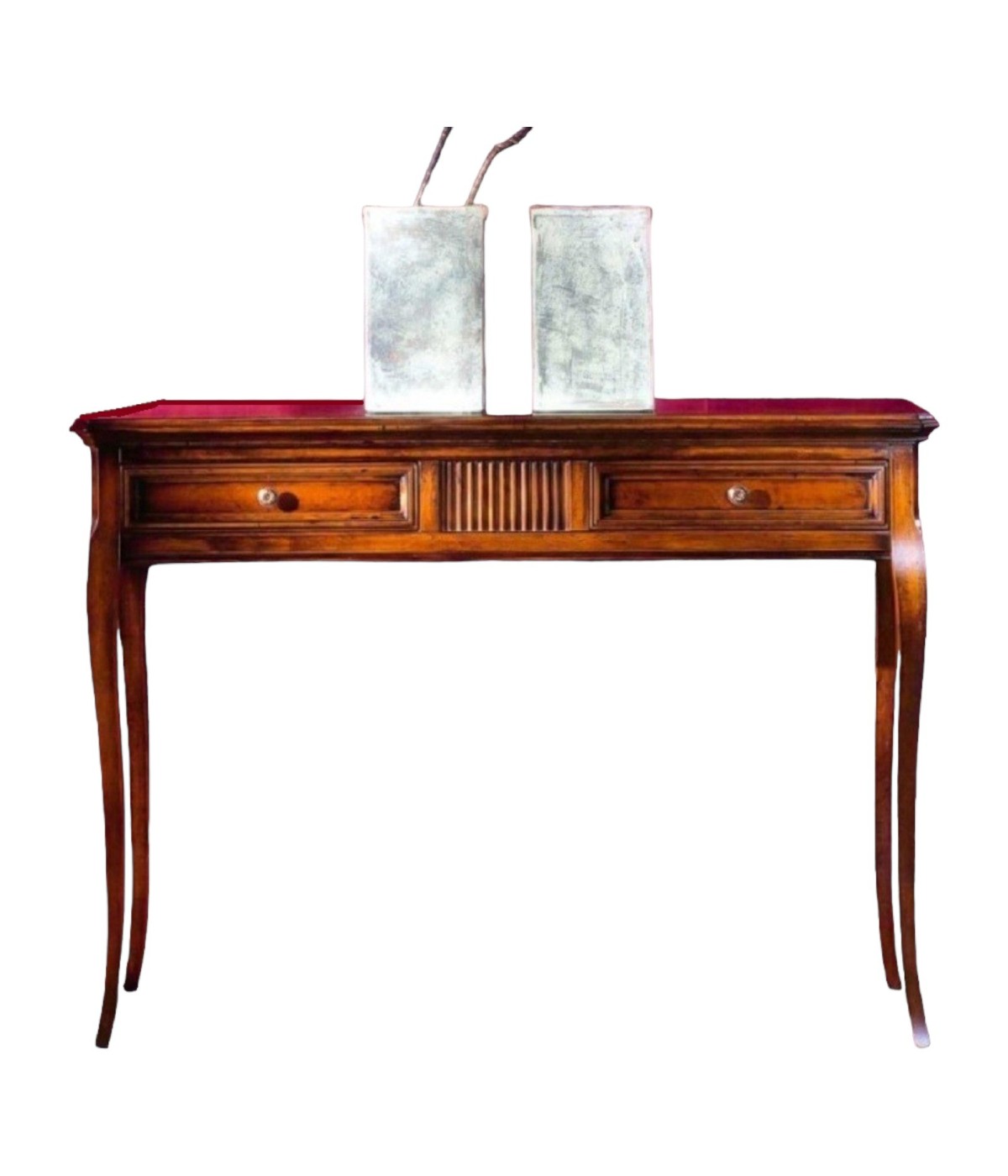 MOBILI 2G - CONSOLLE CLASSICA IN LEGNO 2 CASSETTI INTARSIATA FINITURA BASSANO L.110 P.38 H.80