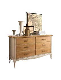 MOBILI 2G - CASSETTIERA COMO' CLASSICA IN LEGNO 6 CASSETTI L.141 P.47 H.80