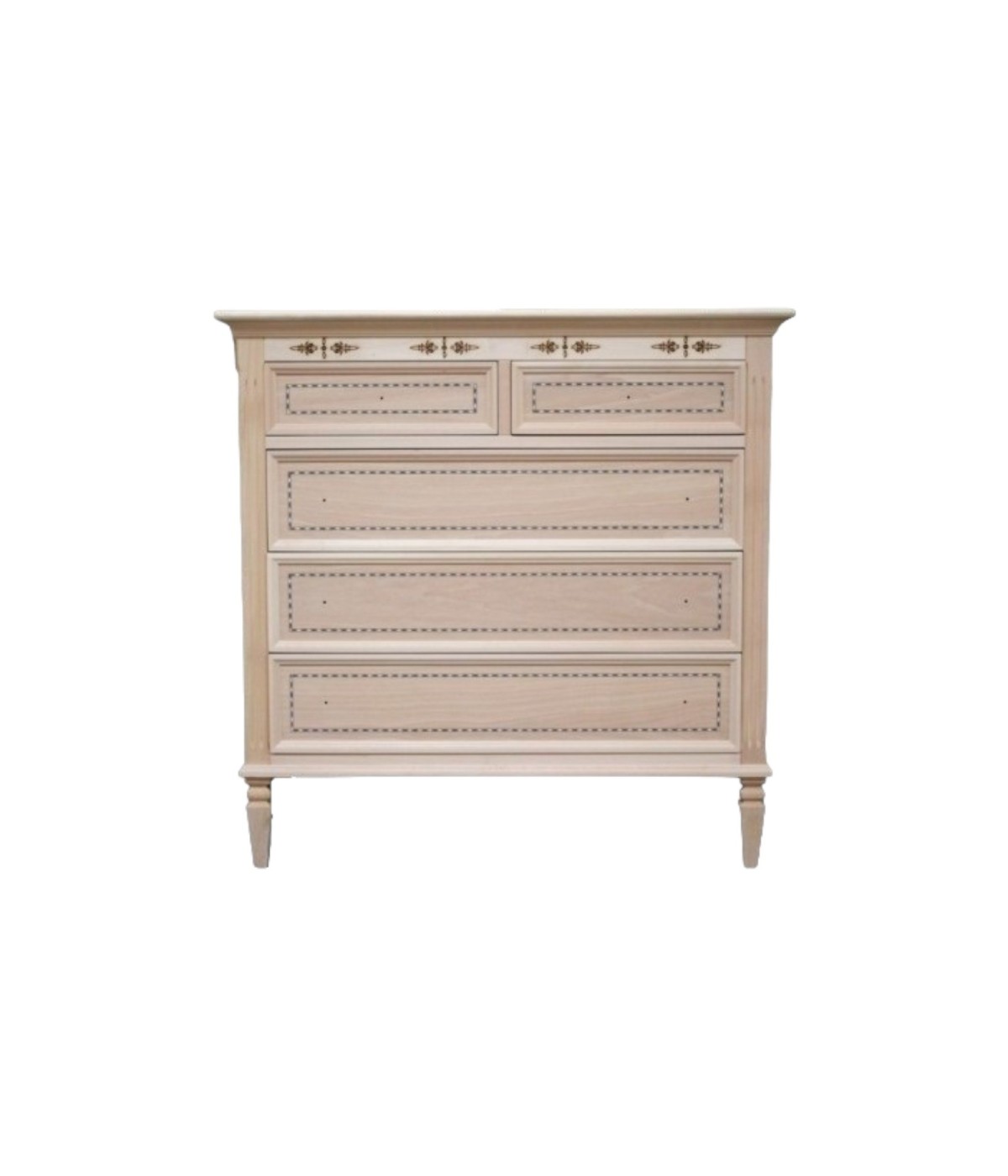 MOBILI 2G - CASSETTIERA CLASSICA 5 CASSETTI LEGNO GREZZO L.100 P.41 H.100