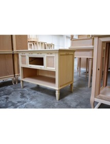 PORTA TV CLASSICO 2 CASSETTI 1 RIBALTA IN LEGNO GREZZO  L.100 P.51 H.75
