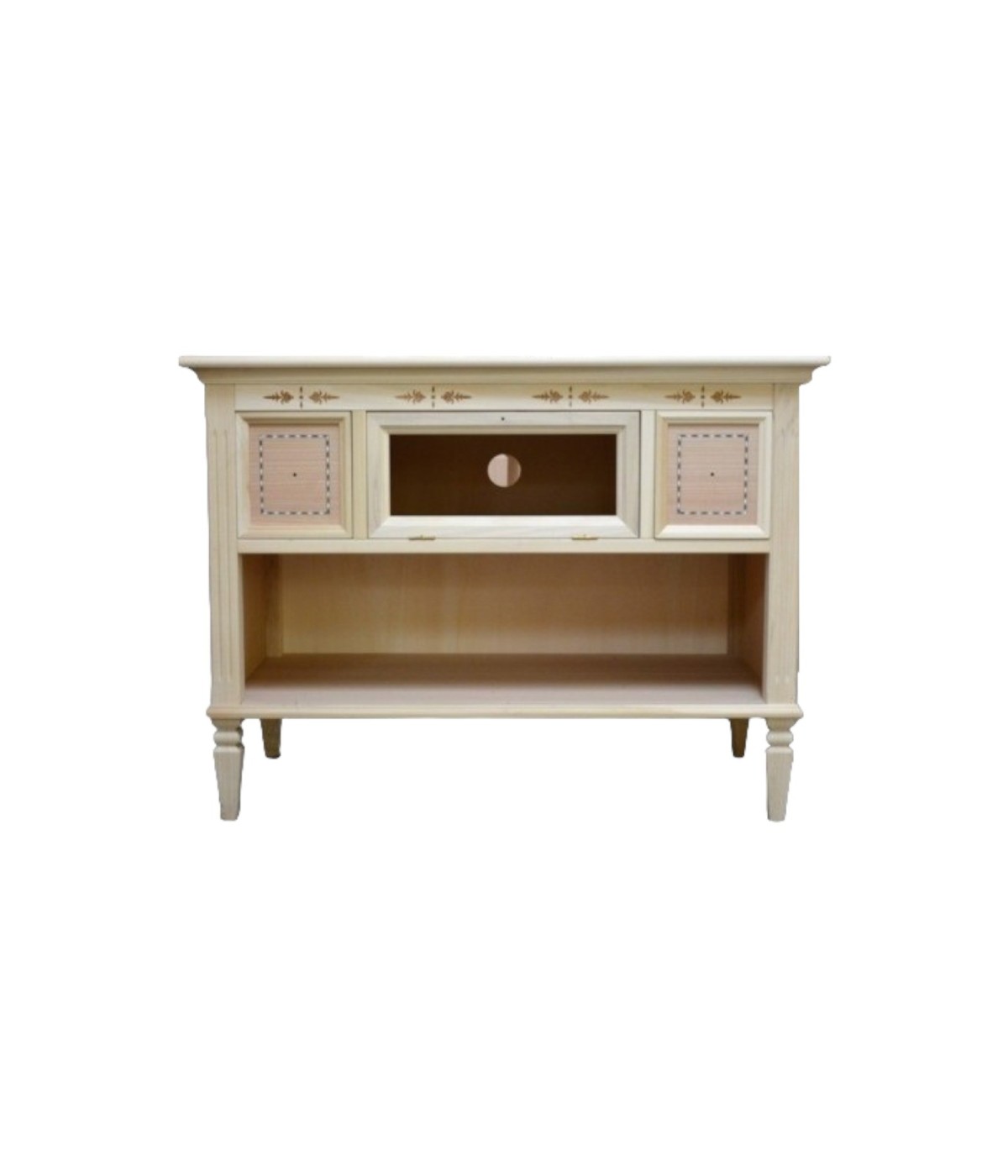 MOBILI 2G - PORTA TV CLASSICO 2 CASSETTI 1 RIBALTA IN LEGNO GREZZO  L.100 P.51 H.75