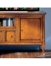 PORTA TV CLASSICO 2 PORTE 2 CASSETTI IN LEGNO GREZZO L.140 P.45 H.70