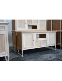 PORTA TV CLASSICO 2 PORTE 2 CASSETTI IN LEGNO GREZZO L.140 P.45 H.70