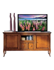 MOBILI 2G - PORTA TV CLASSICO IN LEGNO 2 PORTE 2 CASSETTI FINITURA BASSANO L.140 P.45 H.70