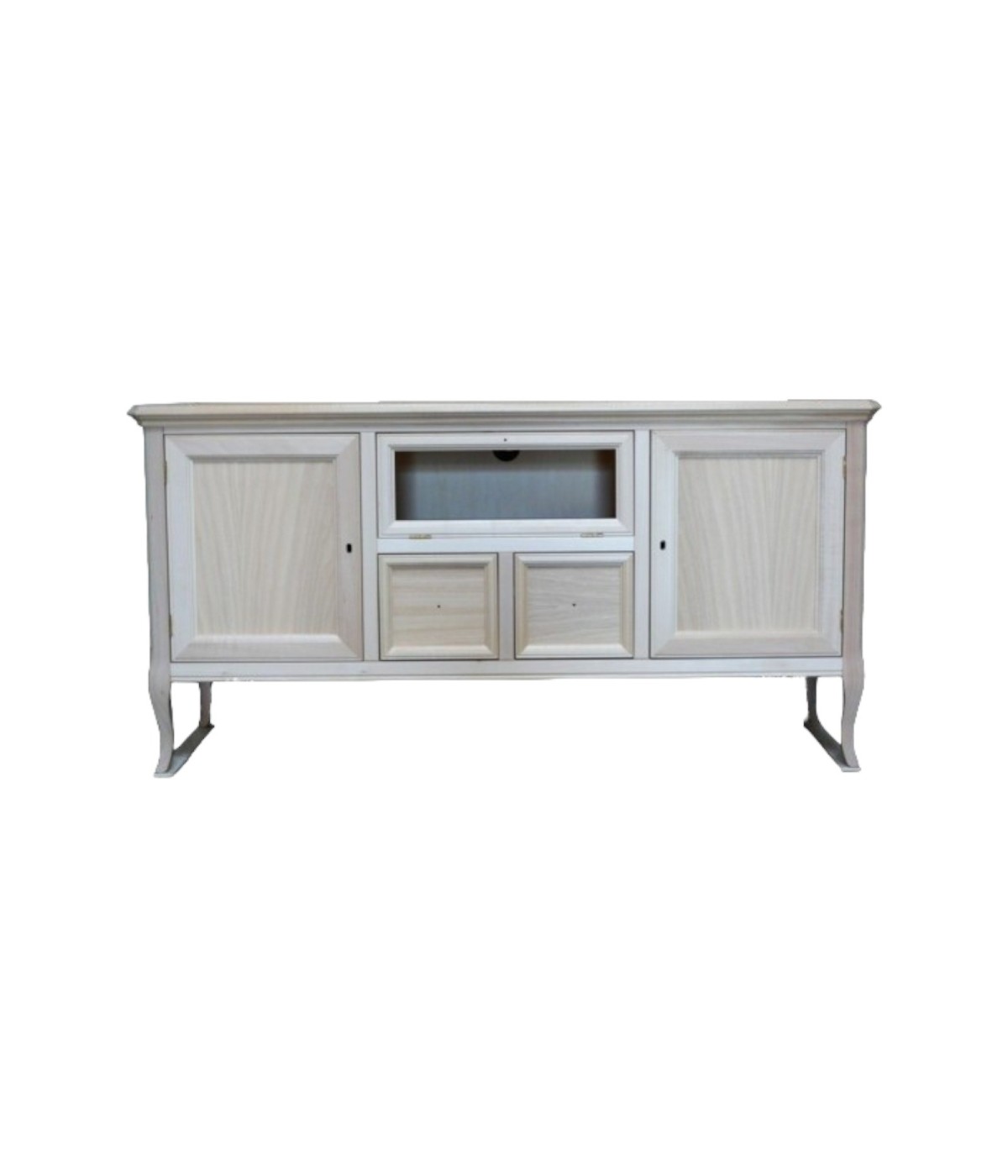 MOBILI 2G - PORTA TV CLASSICO 2 PORTE 2 CASSETTI IN LEGNO GREZZO L.140 P.45 H.70