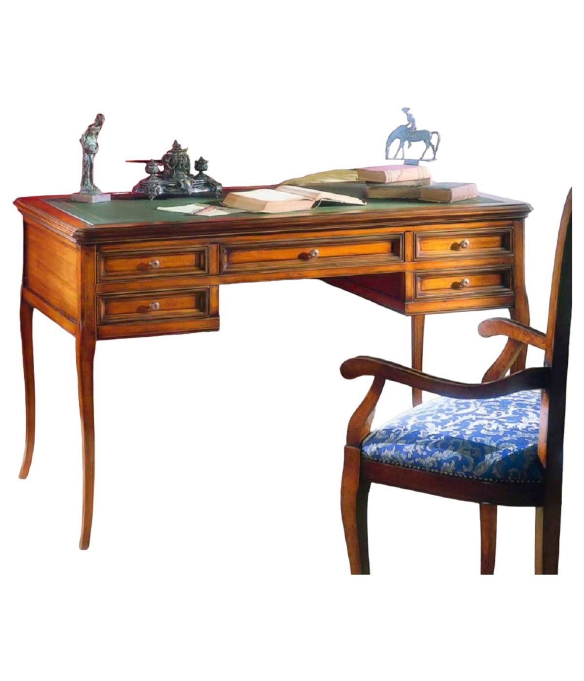 MOBILI 2G - SCRIVANIA ARTE POVERA PIANO IN PELLE BASSANO 130x70x80