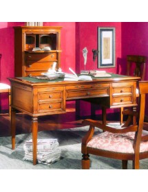 MOBILI 2G - SCRIVANIA CLASSICA 5 CASSETTI IN LEGNO/PELLE BASSANO 130x70x80