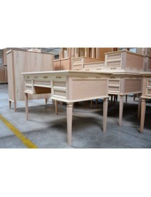 SCRIVANIA CLASSICA 5 CASSETTI IN LEGNO GREZZO 130x70x80