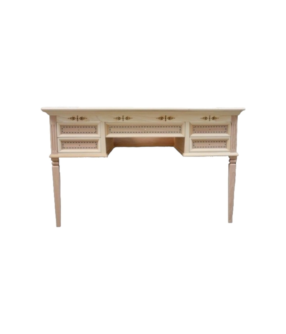 MOBILI 2G - SCRIVANIA CLASSICA 5 CASSETTI IN LEGNO GREZZO 130x70x80