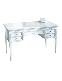 MOBILI 2G - SCRIVANIA CLASSICA IN LEGNO BIANCO CONSUMATO 130x70x80