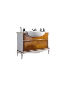 MOBILI 2G - MOBILE BAGNO PROVENZALE IN LEGNO LAVABO E PIANO IN MARMO L.111 P.61 H.85