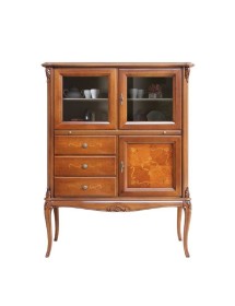MOBILI 2G - MOBILE BAR VETRINA CLASSICA IN LEGNO FINITURA BASSANO L.111 P.44 H.145