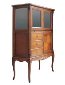 MOBILE BAR VETRINA CLASSICA IN LEGNO GREZZO L.111 P.44 H.145