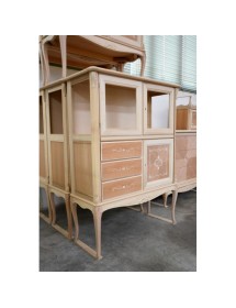 MOBILI 2G - MOBILE BAR VETRINA CLASSICA IN LEGNO GREZZO L.111 P.44 H.145