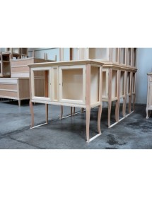VETRINA CLASSICA 2 PORTE IN LEGNO GREZZO L.110 P.40 H.100