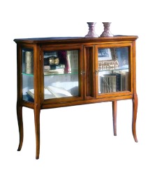 MOBILI 2G - VETRINA CLASSICA IN LEGNO 2 PORTE FINITURA BASSANO L.110 P.40 H.100