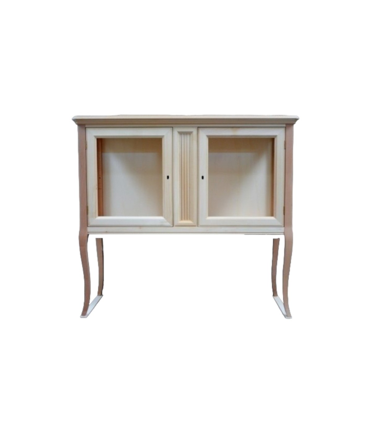 MOBILI 2G - VETRINA CLASSICA 2 PORTE IN LEGNO GREZZO L.110 P.40 H.100