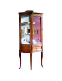 MOBILI 2G - VETRINA CLASSICA IN LEGNO 1 PORTA 1 CASSETTO FINITURA BASSANO L.55 P.40 H.140